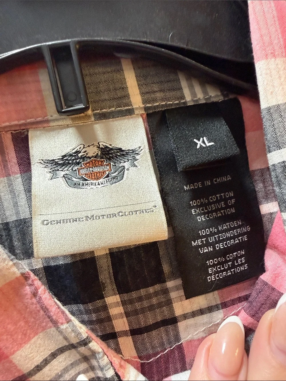 Harley Davidson women’s Pink Plaid Short-Sleeve Button-Up Shirt